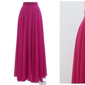 Chicwish chiffon magenta maxi skirt, XS